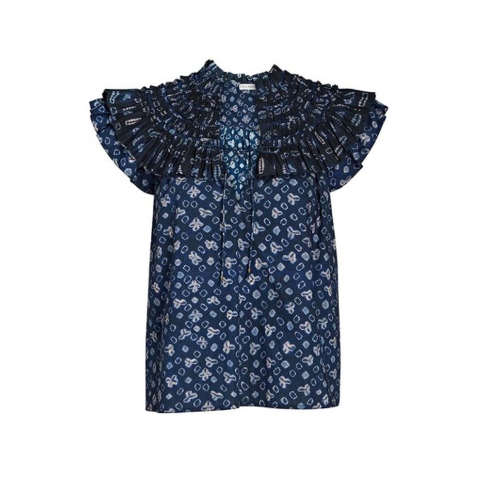 Ulla Johnson Blue Solina Ruffle Top